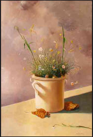 "Capasid" con fiori di campo - Olio su tela
