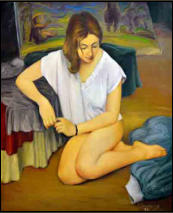 Mario Simaldone - Luana in riposo - Olio su tela, cm 50x60